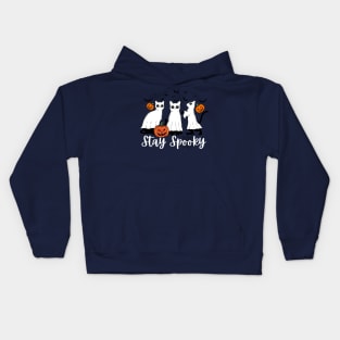 Stay Spooky Halloween Cats Funny Cat Ghost Pumpkin Kids Hoodie